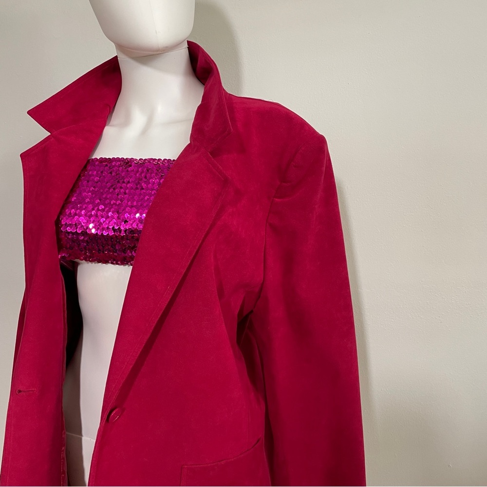 Hot Pink ultra suede Lilli Ann jacket - Picture 12 of 13